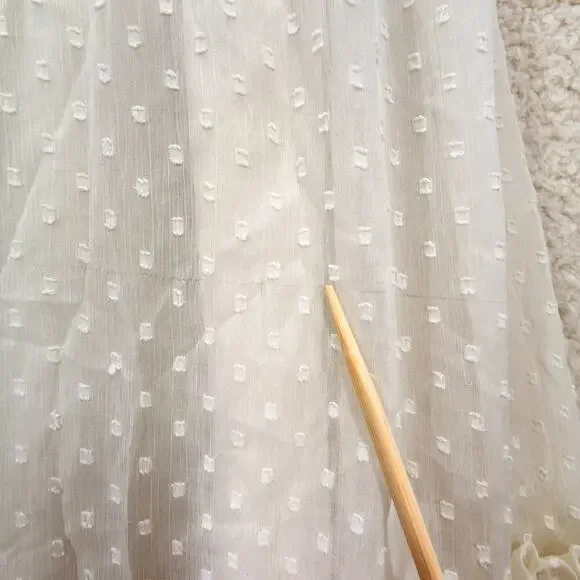 Patrons of Peace Boho Tiered Maxi Dress M Ivory Ruffles Buttons Sheer Prairie - Picture 8 of 10